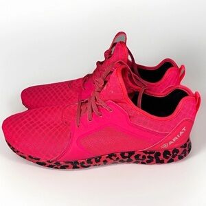 ARIAT Women's Shoes Sneakers Fuse Leopard Bright Pink Mobwife Sz 11 Workout Gym